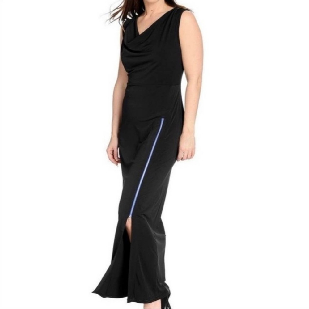 Allure by Julia K. Black Knit Sleeveless Zipper Slit Front Maxi Dress NWT 2X - Picture 2 of 8